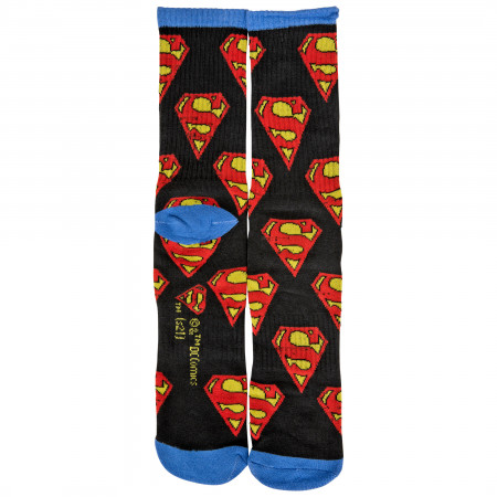 Superman Logo Symbols Repeating Fading Men's Crew Socks